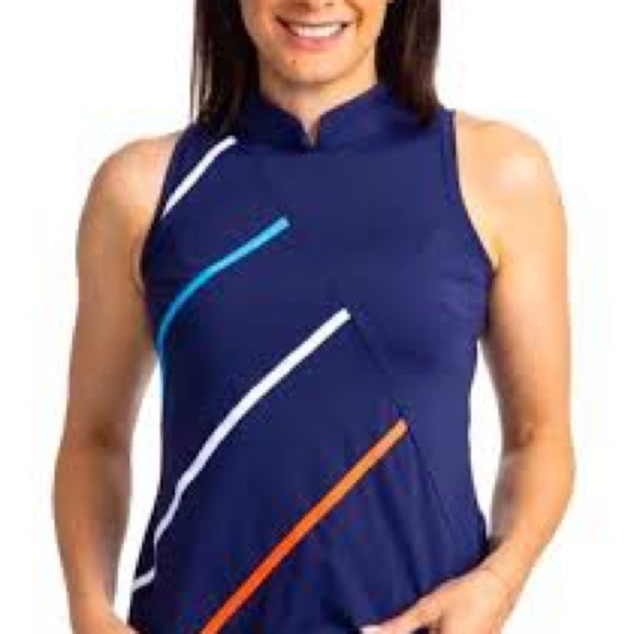 Kinona NWT Luxury Golf and Life Straight Drive sleeveless top navy blue UPF 50+ - Picture 8 of 10